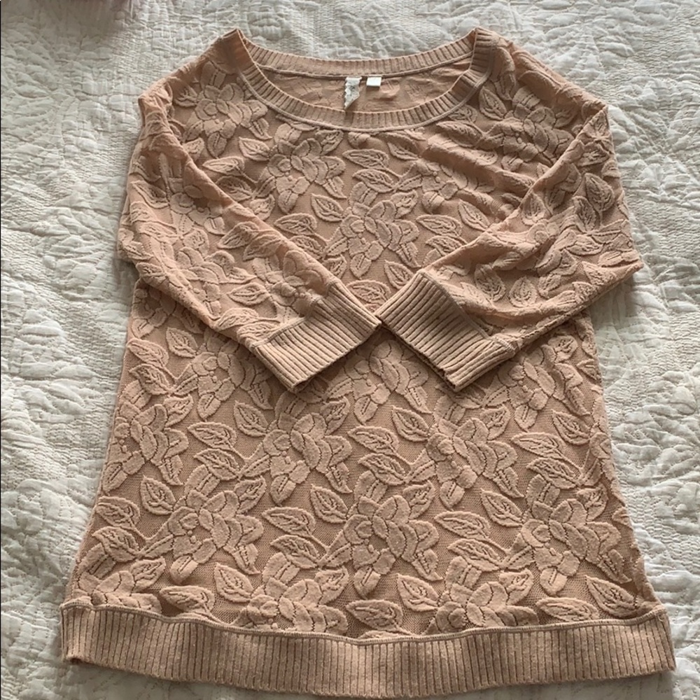 Floral velvet, sheer pullover